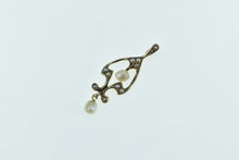 Load image into Gallery viewer, 14K Victorian Seed Pearl Dangle Drop Ornate Pendant Yellow Gold