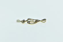 Load image into Gallery viewer, 14K Victorian Seed Pearl Dangle Drop Ornate Pendant Yellow Gold