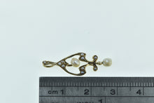 Load image into Gallery viewer, 14K Victorian Seed Pearl Dangle Drop Ornate Pendant Yellow Gold