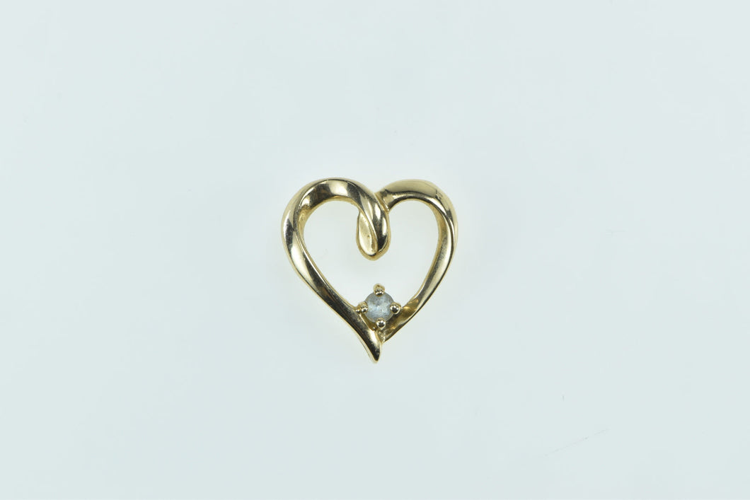 10K Diamond Heart Curvy Love Symbol Pendant Yellow Gold