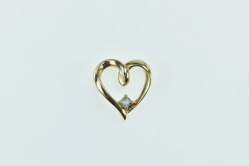 10K Diamond Heart Curvy Love Symbol Pendant Yellow Gold