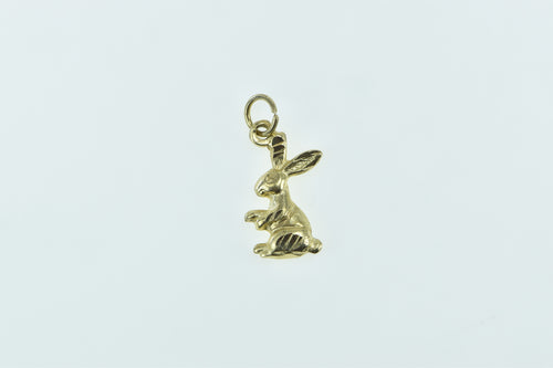 14K Bunny Rabbit Diamond Cut Animal Easter Charm/Pendant Yellow Gold