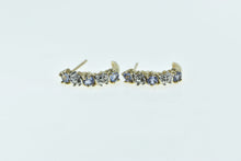 Load image into Gallery viewer, 10K Tanzanite Diamond Vintage Semi Hoop Earrings Yellow Gold