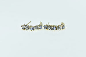 10K Tanzanite Diamond Vintage Semi Hoop Earrings Yellow Gold