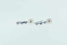 Load image into Gallery viewer, 10K 8.3mm Pearl Tanzanite Hook Dangle Statement Earrings White Gold