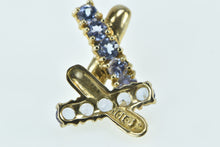 Load image into Gallery viewer, 10K Tanzanite X Criss Cross Vintage Statement Earrings Yellow Gold