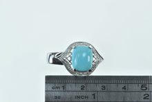 Load image into Gallery viewer, 10K Turquoise Ornate Diamond Halo Arabesque Pendant White Gold