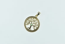 Load image into Gallery viewer, 10K Emerald Celtic Knot Tree of Life Round Charm/Pendant Yellow Gold