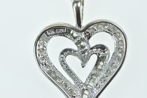 10K Diamond Encrusted Classic Heart Love Pendant White Gold