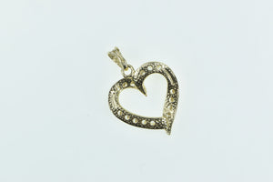 10K Classic Diamond Wavy Vintage Heart Love Pendant Yellow Gold