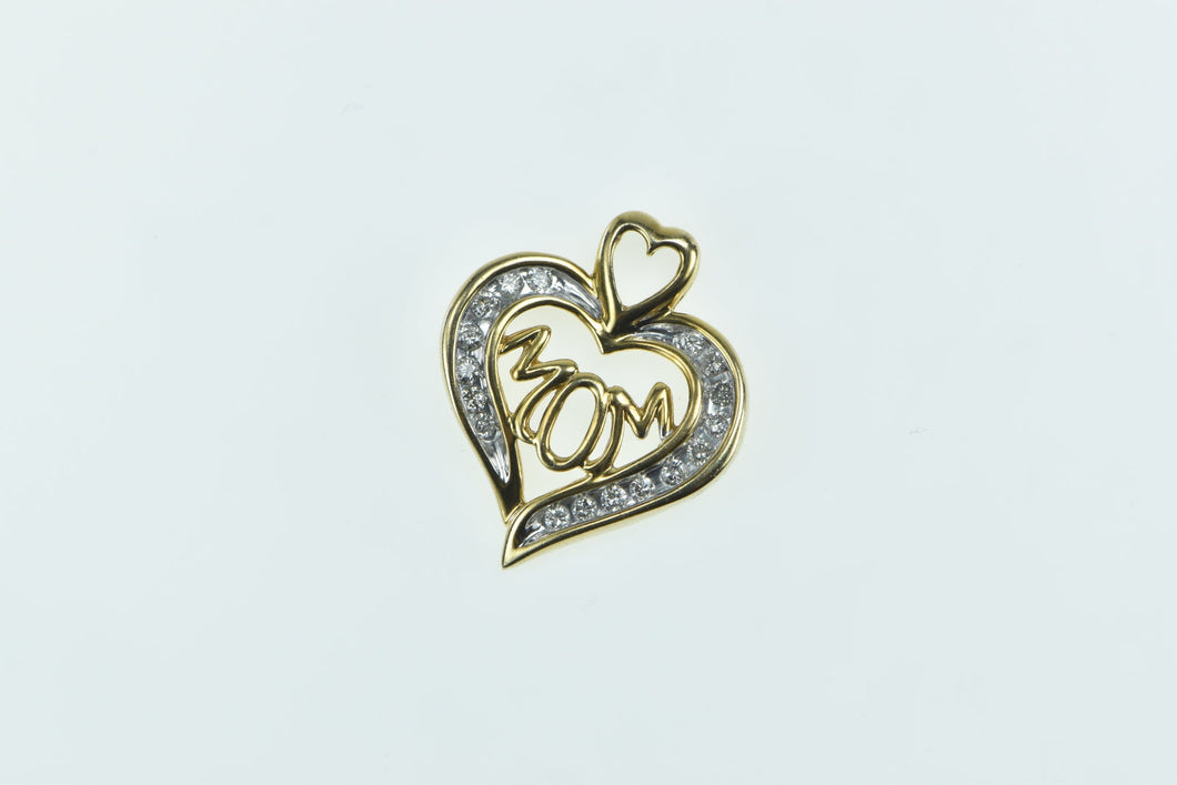 10K Mom Heart Love Symbol Diamond Classic Pendant Yellow Gold