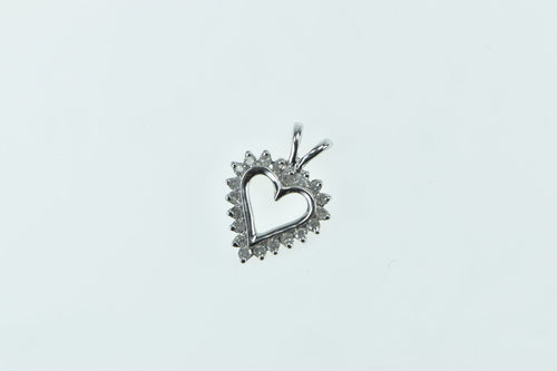 10K Diamond Heart Love Symbol Classic Pendant White Gold