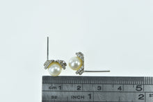 Load image into Gallery viewer, 14K Pearl Diamond Encrusted Vintage Stud Earrings Yellow Gold