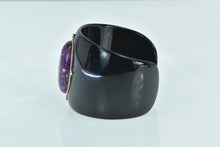 Load image into Gallery viewer, 14K Oval Pyritic Sugilite Black Resin Cuff Bracelet 7&quot; Yellow Gold