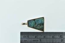 Load image into Gallery viewer, 14K Raw Turquoise Inlay Squared Statement Pendant Yellow Gold