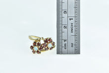 Load image into Gallery viewer, 14K Opal Ruby Halo Flower Cluster Bypass Ring Yellow Gold