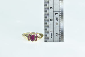10K Oval Ruby Vintage Wavy Statement Ring Yellow Gold