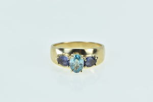 10K Blue Topaz Iolite Statement Ring Yellow Gold