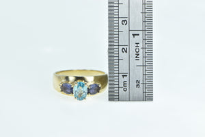 10K Blue Topaz Iolite Statement Ring Yellow Gold