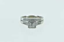 Load image into Gallery viewer, 10K Invis. Princess Diamond Halo Engagement Set Ring White Gold