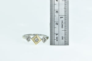 10K Reversible Diamond Square Engagement Ring Yellow Gold