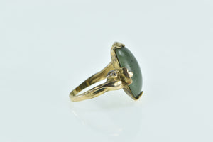 Gold Filled 1960's Nephrite Emerald Ornate Cabochon Ring