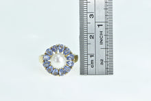 Load image into Gallery viewer, 10K 7.4mm Pearl Tanzanite Halo Flower Cocktail Ring Yellow Gold