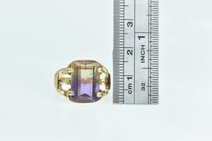 10K Emerald Cut Ametrine Vintage Statement Ring Yellow Gold