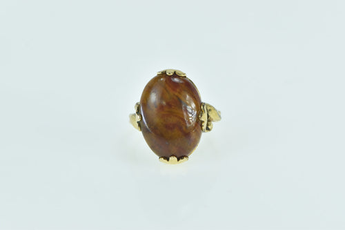 Gold Filled Brown Marbled Cabochon Oval Statement Ring