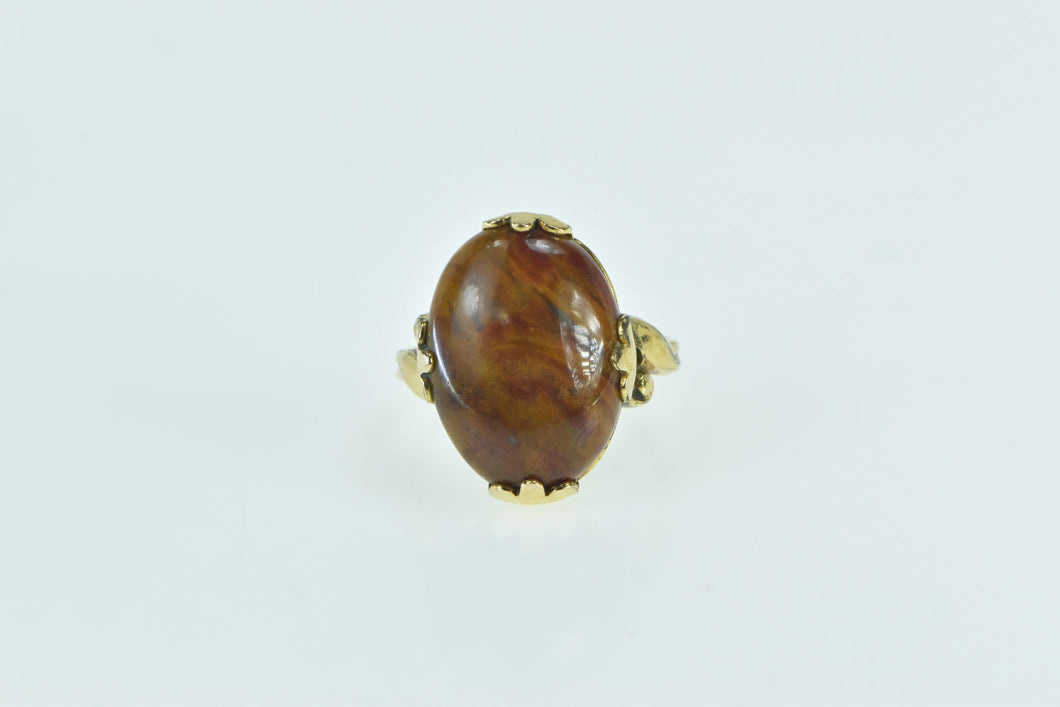 Gold Filled Brown Marbled Cabochon Oval Statement Ring