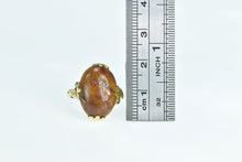 Load image into Gallery viewer, Gold Filled Brown Marbled Cabochon Oval Statement Ring