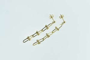 18K Paperclip Chain Dangle Layered Statement Earrings Yellow Gold