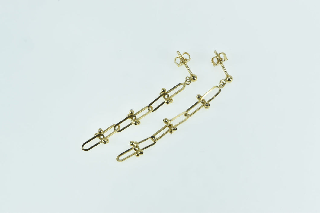 18K Paperclip Chain Dangle Layered Statement Earrings Yellow Gold