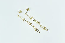 Load image into Gallery viewer, 18K Paperclip Chain Dangle Layered Statement Earrings Yellow Gold