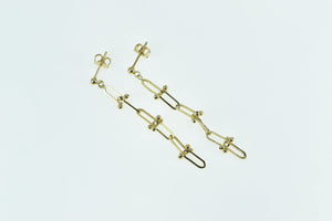 18K Paperclip Chain Dangle Layered Statement Earrings Yellow Gold