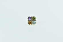 Load image into Gallery viewer, 14K Single Square Princess Amethyst Topaz Stud Earring Yellow Gold