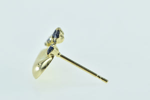 14K Sapphire Curved Heart Single Stud Earring Yellow Gold