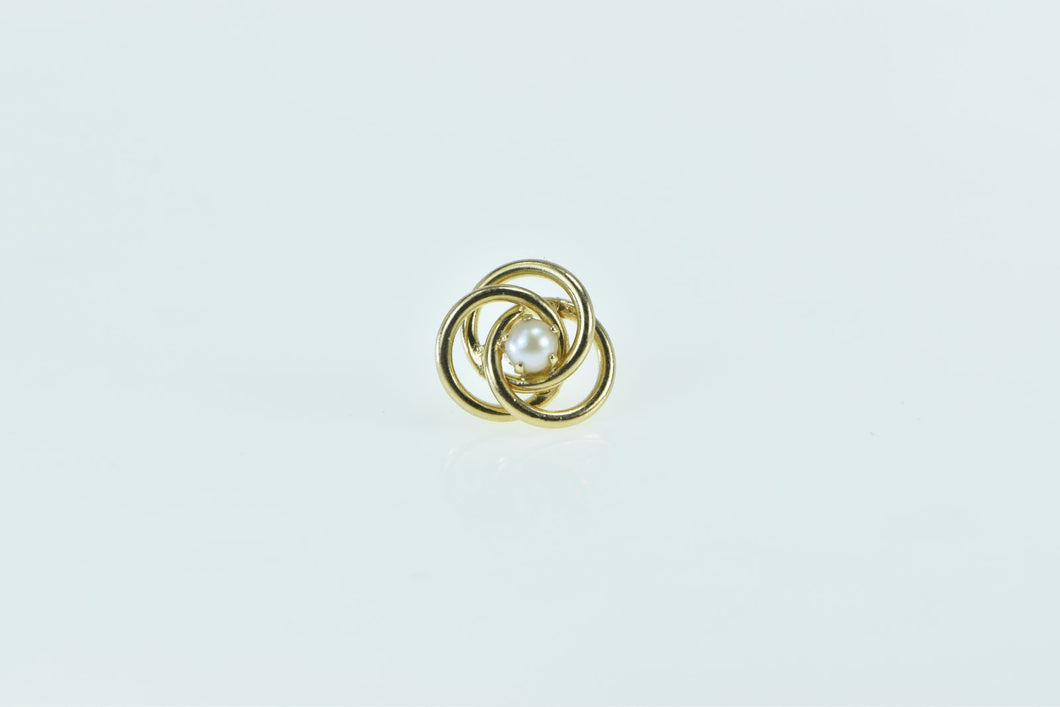 14K Pearl Celtic Knot Woven Design Single Stud Earring Yellow Gold