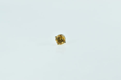 14K Round Citrine Solitaire Vintage Stud Single Earring Yellow Gold