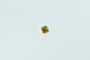 14K Round Citrine Solitaire Vintage Stud Single Earring Yellow Gold