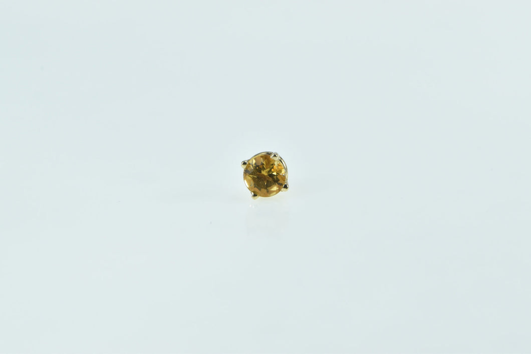 14K Round Citrine Solitaire Vintage Stud Single Earring Yellow Gold