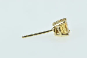 14K Round Citrine Solitaire Vintage Stud Single Earring Yellow Gold