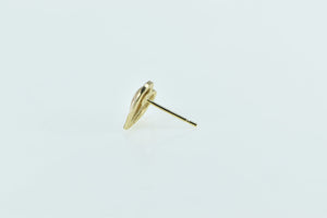 14K Single Heart Two Tone Love Symbol Stud Earring Yellow Gold