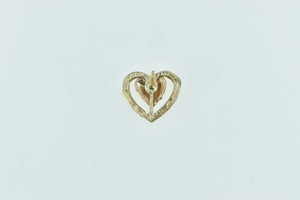 14K Single Heart Two Tone Love Symbol Stud Earring Yellow Gold