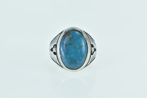 Sterling Silver Southwestern Oval Turquoise Eagle Ring
