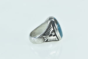 Sterling Silver Southwestern Oval Turquoise Eagle Ring