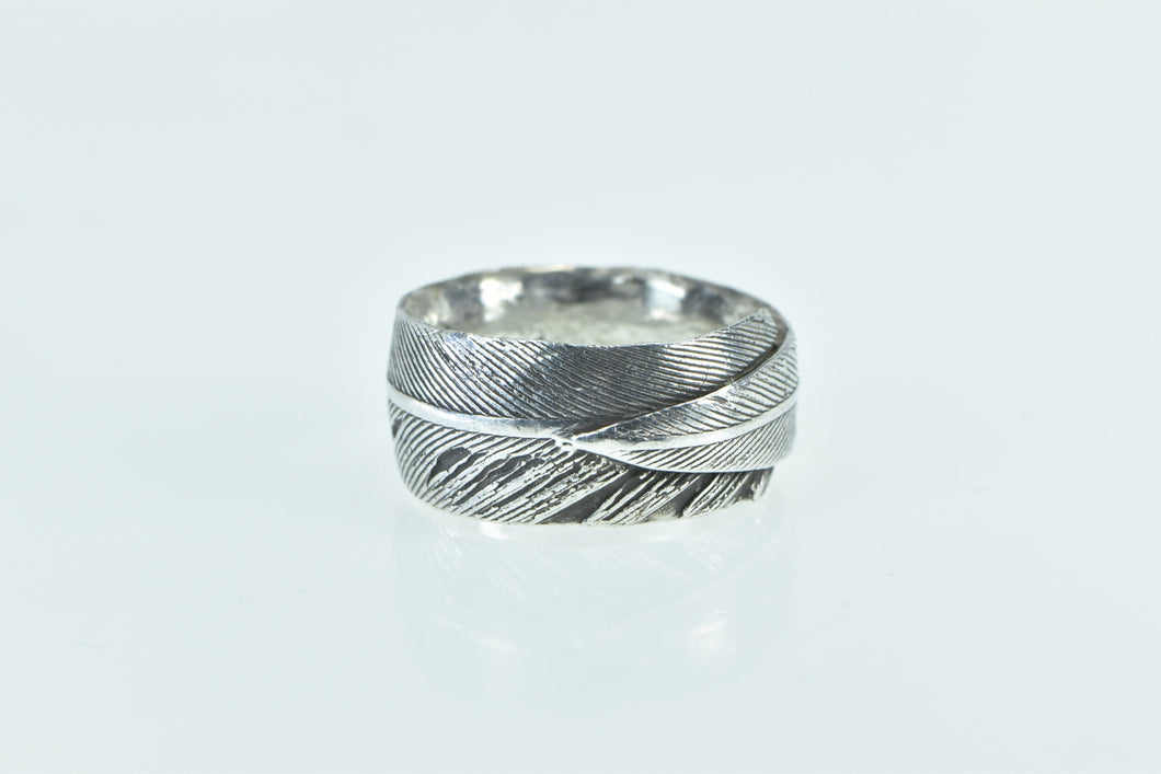 Sterling Silver Ornate Feather Wrap Bird Nature Wedding Ring