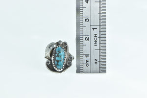 Sterling Silver Southwestern Turquoise Ornate Feather Childs Ring