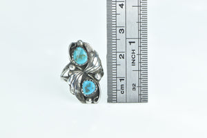 Sterling Silver Turquoise Vintage Feather Leaf Southwestern Ring