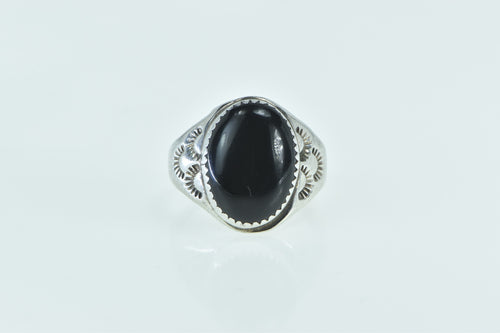 Sterling Silver Black Onyx Ray Gasper Native American Ring